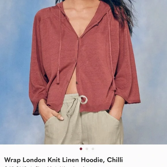 Wrap London Knit Linen Hoodie Chili - Picture 2 of 9